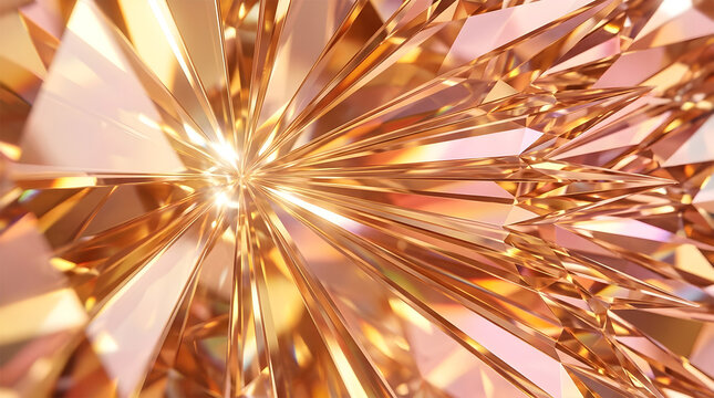 Golden Crystal Starburst Macro Abstract Background