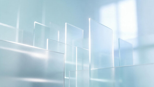 Abstract Modern Geometric Background with Transparent Glass Panels