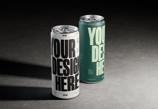 Concrete Studio High Angle 330ml Can Mockup