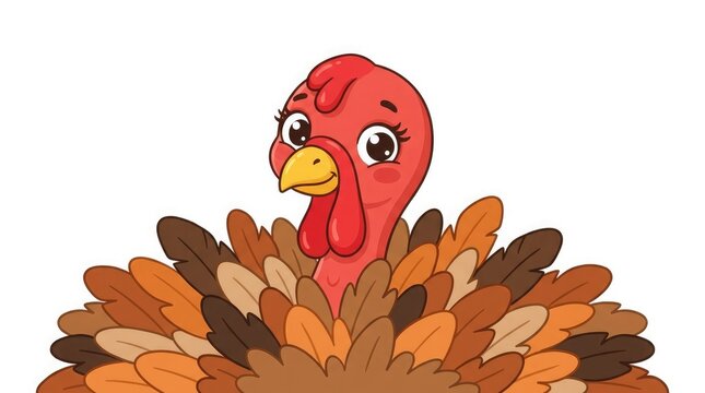 A cheerful cartoon turkey head peeks out representing the spirit of thanksgiving celebrations in both canada and the usa