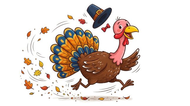 A vibrant and colorful artistic rendering of a turkey symbolizing the joyful thanksgiving holiday season