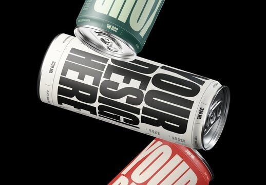 Floating Zigzag 330ml Can Mockup