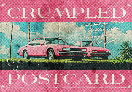 Vintage Crumpled Postcard Photo Effect