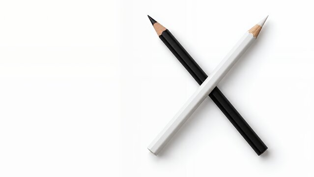 Black and White Artist Pencils Isolated on White
