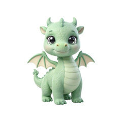 Obraz premium Adorable baby dragon character cute mythical creature 3d rendering isolated on transparent background