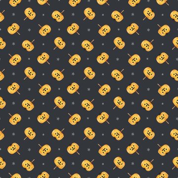 Halloween Candy Seamless Pattern with Colorful Sweets on a Dark Background, Cute Trick or Treat Holiday Design