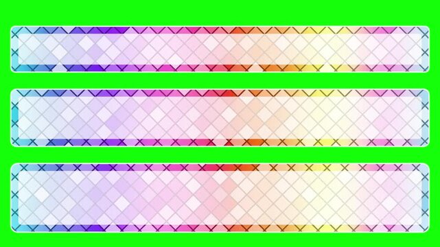 レインボーカラーのひし形が背面に描かれたテロップベース