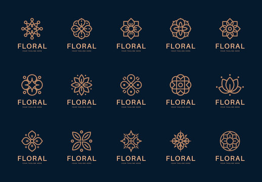 Luxury Floral Line Art Logo Set for Spa and Beauty Brand