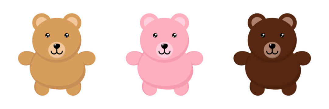 Cute Teddy Bear Icon for Children Toy Shop, Baby Care, Nursery Decor, and Character Design. Vector Illustration