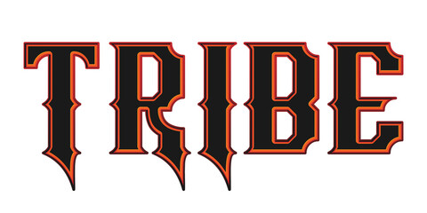 Dark gothic style tribe text effect with sharp typography isolated PNG © Ndoewer