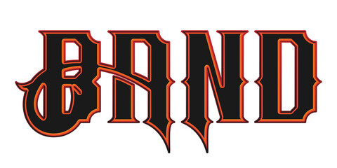 Retro gothic band typography text effect on transparent background © Ndoewer
