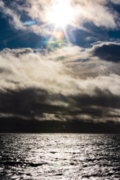 Wind generated rough water, the choppy surface of the sea in Puget Sound, Seattle