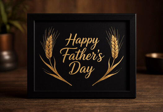 Elegant Happy Fathers Day Greeting Card with Wheat Design Framed Display