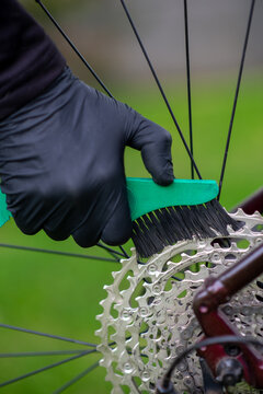 Cleaning Bicycle Cassette with Brush