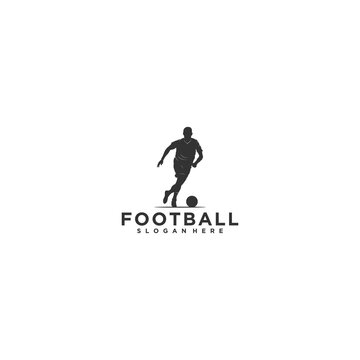 soccer player dribbling ball logo design on white background