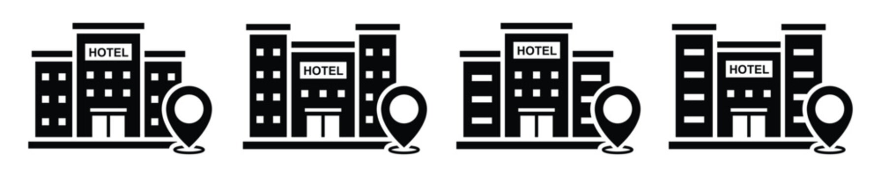 Hotel building location icon illustration