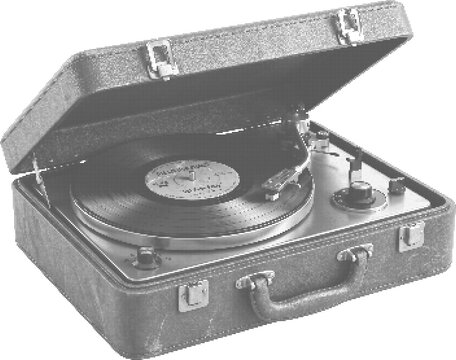 Record Player Vintage Portable Turntable Retro Music Device Halftone Dot Texture Collage Element