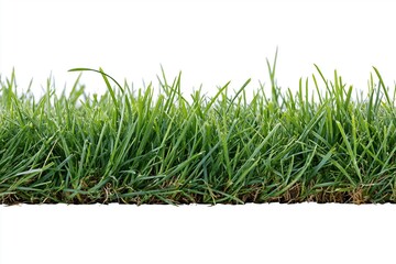 Naklejka premium The Lush Green Grass Close-Up on a Bright Clean White Background