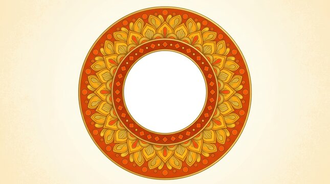 Ornate circular mandala frame with intricate floral patterns