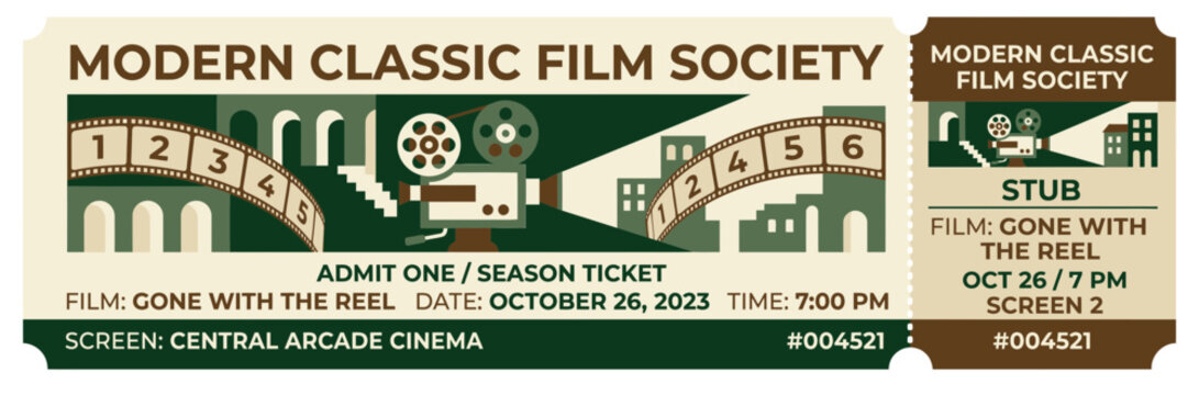 Vintage Film Ticket Design - Modern Classic Film Society