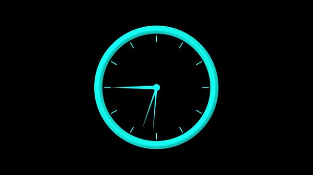 Abstract new analog clock icon animation on symbolizes hours, minutes, and time tracking. Analog simple clock spinning animation loop..