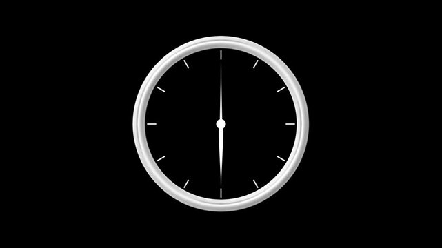 Abstract new analog clock icon animation on symbolizes hours, minutes, and time tracking. Analog simple clock spinning animation loop..