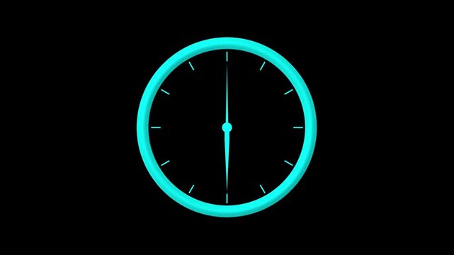 Abstract new analog clock icon animation on symbolizes hours, minutes, and time tracking. Analog simple clock spinning animation loop..