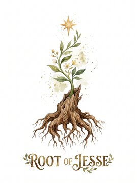 Roots of Jesse represented in an illustration with plant and star