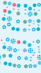 Stylized floral and leaf graphics on light blue background © qratrifatkhulhasanvi