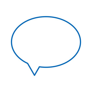 Blue thin line speech bubble, minimal text frame with copy space, simple vector illustration