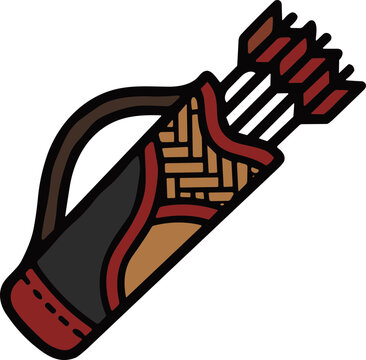 Quiver of Arrows, Archery Equipment, Hunting Gear, Sports Accessory, Vector Illustration