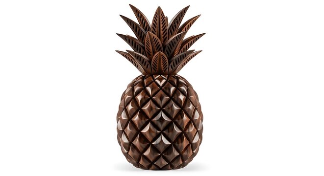 Wooden pineapple sculpture isolated object