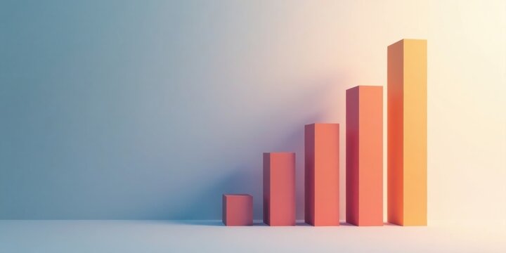 Ascending Bars Illustrating Gradual Growth and Progress in a Simple Minimalist Setting