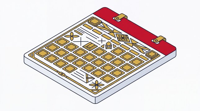 Gregorian new year's day vektor isometric calendar illustration