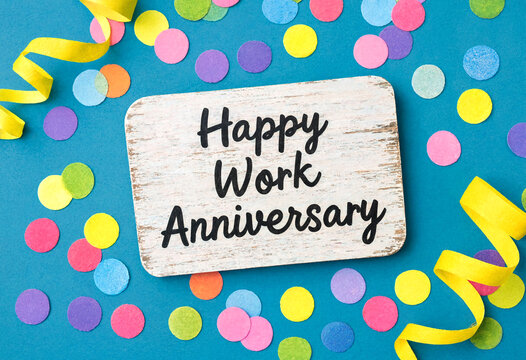 Happy Work Anniversary Celebration With Colorful Confetti Background