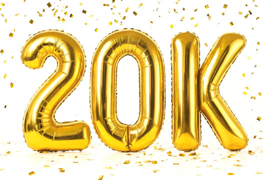 Shiny golden foil balloons spelling out the year two thousand ten
