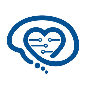 Abstract brain with love and panel circuit technology, logo illustration vector.