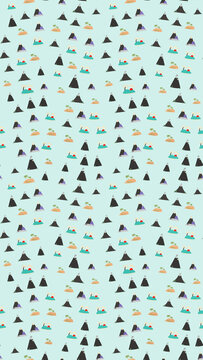 Tropical island and volcano seamless pattern