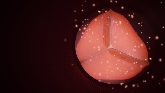 Aortic Heart Valve Leaflets Opening and Closing Blood Flow Seamless Loop