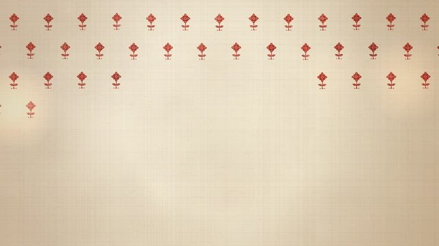 Indian Hand Block Print Stamping Red and Indigo Pattern on Cotton