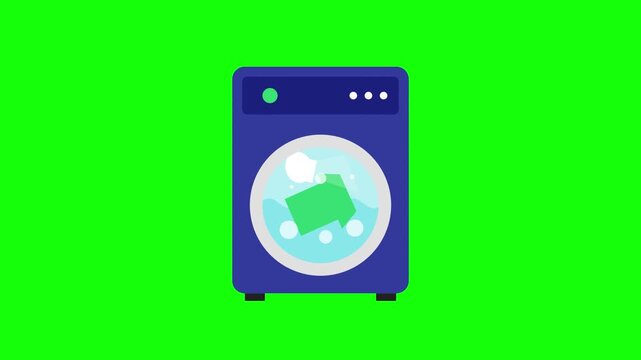 Washing machine icon animation on green screen
