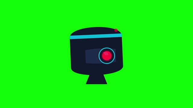 Robot head animation icon isolated on green screen