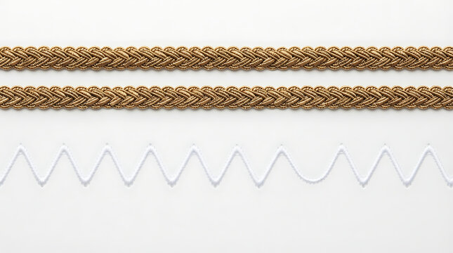 Two Rows of Woven Braided Brown Leather Trims Above White Liquid Glue Line