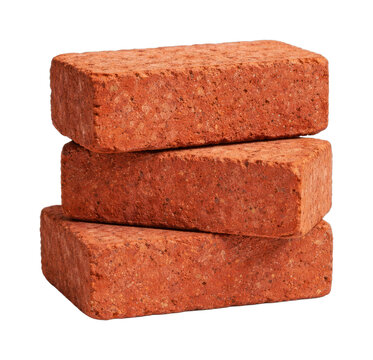 PNG Stack of three red bricks on white background.