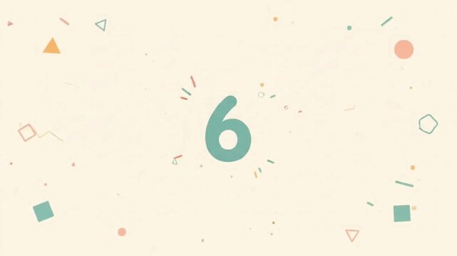 Colorful flat 2D number counting animation from 0 to 8 for educational videos