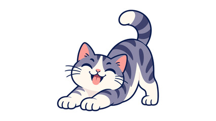 Playful cat stretching illustration © Mark