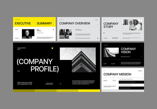 Yellow Black Modern Company Profile Presentation