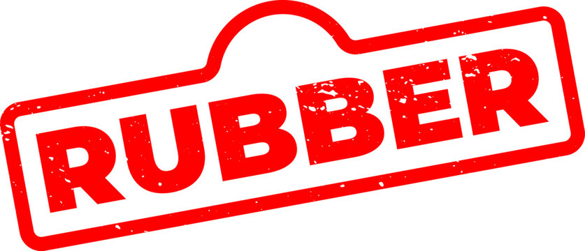 Red rubber stamp with the word rubber isolated on a white background imprint texture isolation