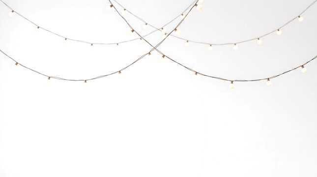 Fairy lights in curved strands with frosted white bulbs for festive decor in PNG, Transparent and Black Background Versions
