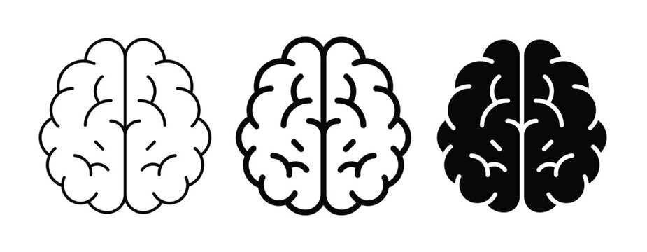 Brain simple icon set. Human brain symbol. Vector